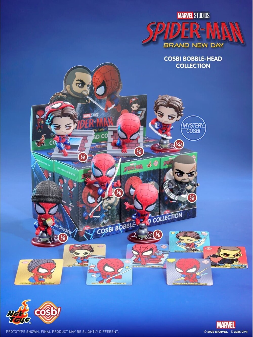Hot Toys x Marvel Spider-Man 4 Cosbi Bobblehead Collection - Case of 6 ! Sealed